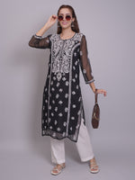 Load image into Gallery viewer, Seva Chikan Hand Embroidered Georgette Lucknowi Chikankari Kurta With Slip-SCL4685
