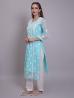 Load image into Gallery viewer, Seva Chikan Hand Embroidered Georgette Lucknowi Chikankari Kurta With Slip-SCL4685
