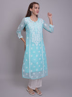 Load image into Gallery viewer, Seva Chikan Hand Embroidered Georgette Lucknowi Chikankari Kurta With Slip-SCL4685
