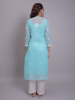 Load image into Gallery viewer, Seva Chikan Hand Embroidered Georgette Lucknowi Chikankari Kurta With Slip-SCL4685
