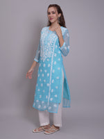 Load image into Gallery viewer, Seva Chikan Hand Embroidered Georgette Lucknowi Chikankari Kurta With Slip-SCL4685
