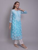 Load image into Gallery viewer, Seva Chikan Hand Embroidered Georgette Lucknowi Chikankari Kurta With Slip-SCL4685
