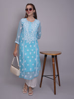 Load image into Gallery viewer, Seva Chikan Hand Embroidered Georgette Lucknowi Chikankari Kurta With Slip-SCL4685
