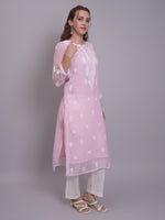 Load image into Gallery viewer, Seva Chikan Hand Embroidered Georgette Lucknowi Chikankari Kurta With Slip
