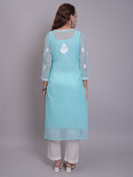 Load image into Gallery viewer, Seva Chikan Hand Embroidered Georgette Lucknowi Chikankari Kurta With Slip
