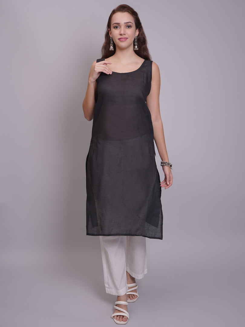 Seva Chikan Hand Embroidered Georgette Lucknowi Chikankari Kurta With Slip