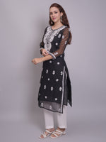 Load image into Gallery viewer, Seva Chikan Hand Embroidered Georgette Lucknowi Chikankari Kurta With Slip
