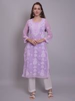 Load image into Gallery viewer, Seva Chikan Hand Embroidered Georgette Lucknowi Chikankari Kurta With Slip-SCL4679
