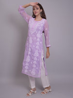 Load image into Gallery viewer, Seva Chikan Hand Embroidered Georgette Lucknowi Chikankari Kurta With Slip-SCL4679
