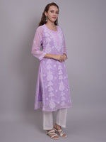 Load image into Gallery viewer, Seva Chikan Hand Embroidered Georgette Lucknowi Chikankari Kurta With Slip-SCL4679
