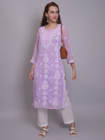 Load image into Gallery viewer, Seva Chikan Hand Embroidered Georgette Lucknowi Chikankari Kurta With Slip-SCL4679
