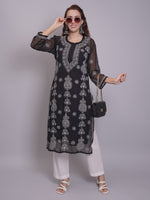 Load image into Gallery viewer, Seva Chikan Hand Embroidered Georgette Lucknowi Chikankari Kurta With Slip-SCL4679
