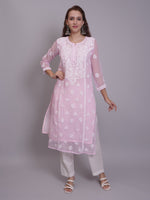 Load image into Gallery viewer, Seva Chikan Hand Embroidered Georgette Lucknowi Chikankari Kurta With Slip-SCL4685
