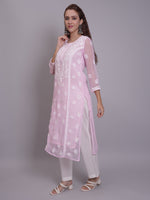 Load image into Gallery viewer, Seva Chikan Hand Embroidered Georgette Lucknowi Chikankari Kurta With Slip-SCL4685
