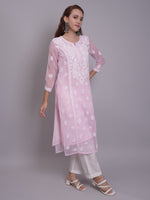 Load image into Gallery viewer, Seva Chikan Hand Embroidered Georgette Lucknowi Chikankari Kurta With Slip-SCL4685
