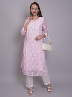 Load image into Gallery viewer, Seva Chikan Hand Embroidered Georgette Lucknowi Chikankari Kurta With Slip-SCL4685
