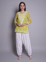 Load image into Gallery viewer, Seva Chikan Hand Embroidered White Cotton Lucknawi Chikankari Palazzo-SCL11036
