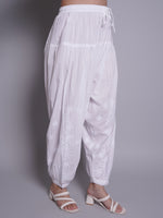 Load image into Gallery viewer, Seva Chikan Hand Embroidered White Cotton Lucknawi Chikankari Pant-SCL11036
