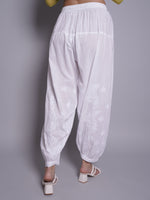 Load image into Gallery viewer, Seva Chikan Hand Embroidered White Cotton Lucknawi Chikankari Pant-SCL11036
