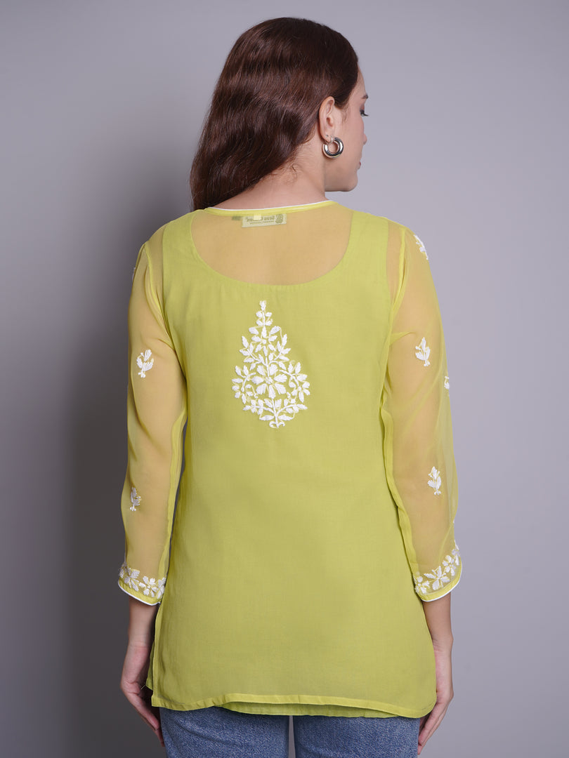 Seva Chikan Hand Embroidered Rayon Lucknowi Chikankari Top