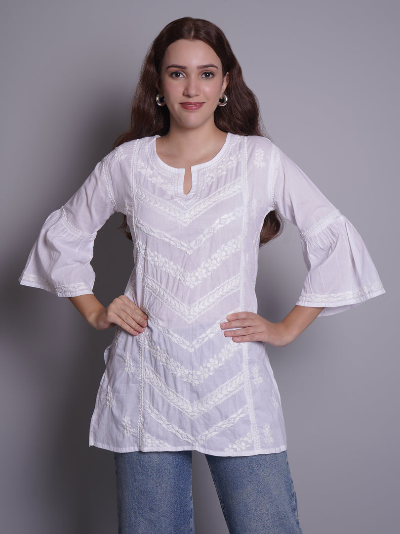 Seva Chikan Hand Embroidered Cotton Lucknowi Chikankari Top SCL9235