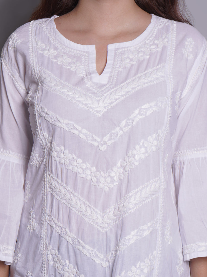Seva Chikan Hand Embroidered Cotton Lucknowi Chikankari Top SCL9235