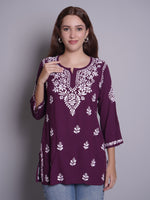 Load image into Gallery viewer, Seva Chikan Hand Embroidered Rayon Lucknowi Chikankari Top
