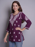 Load image into Gallery viewer, Seva Chikan Hand Embroidered Rayon Lucknowi Chikankari Top
