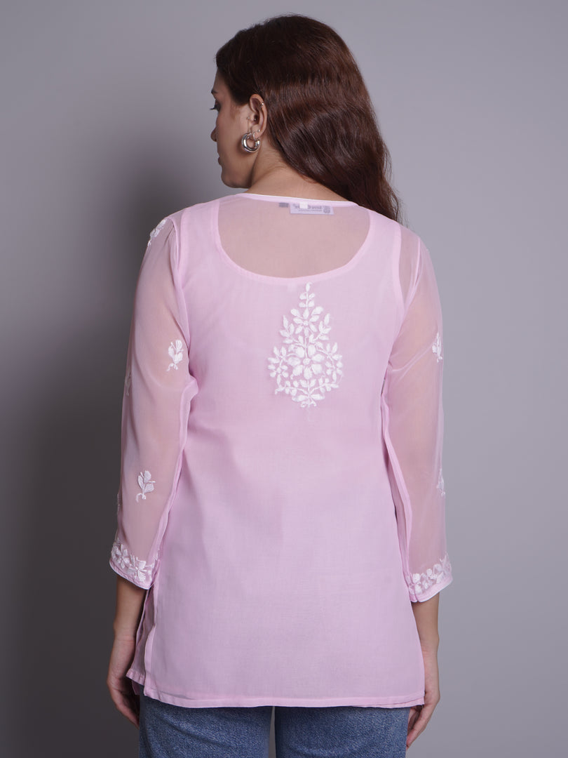 Seva Chikan Hand Embroidered Rayon Lucknowi Chikankari Top