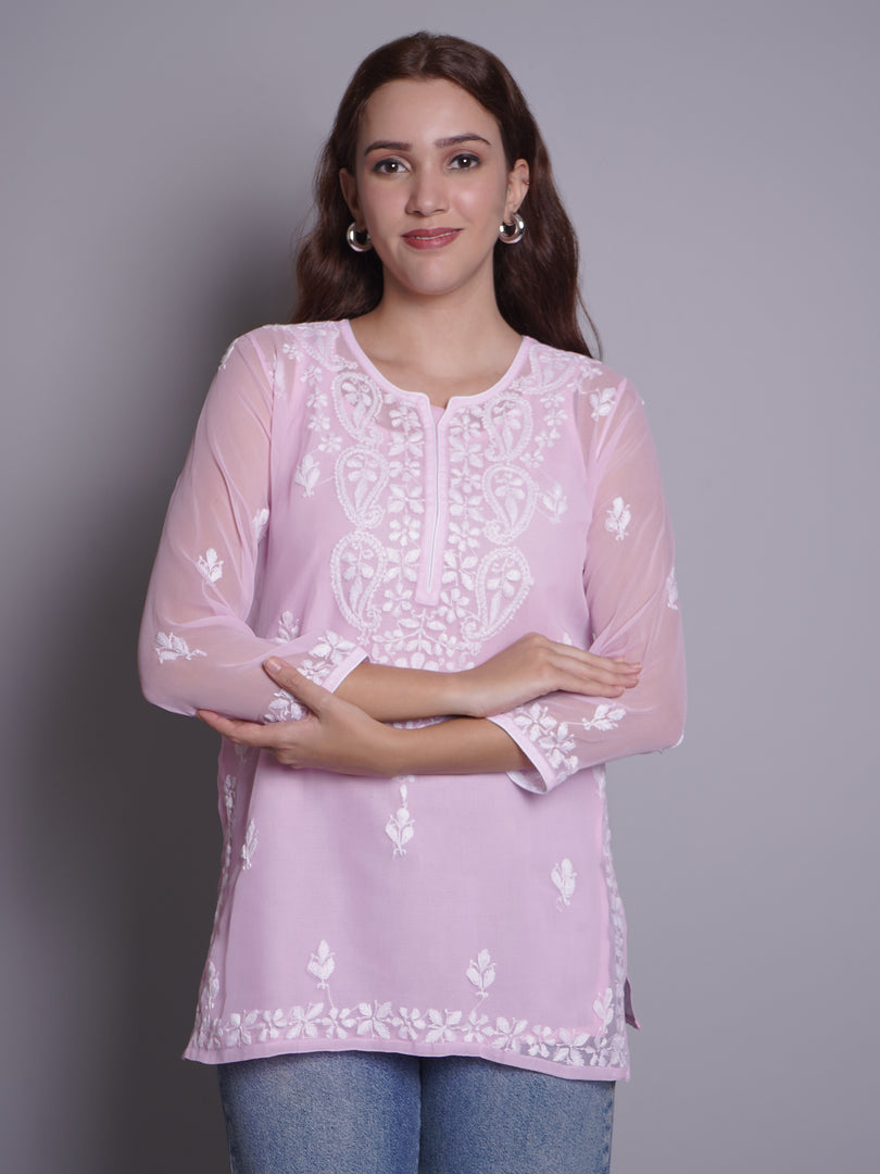 Seva Chikan Hand Embroidered Rayon Lucknowi Chikankari Top