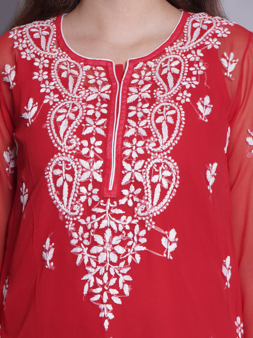 Seva Chikan Hand Embroidered Rayon Lucknowi Chikankari Top