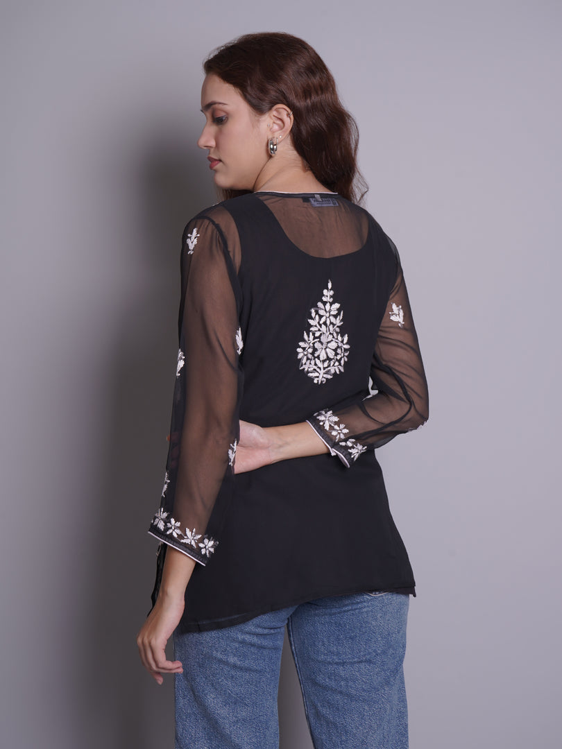 Seva Chikan Hand Embroidered Rayon Lucknowi Chikankari Top