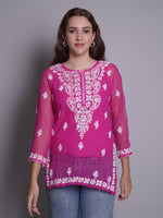 Load image into Gallery viewer, Seva Chikan Hand Embroidered Rayon Lucknowi Chikankari Top
