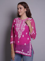 Load image into Gallery viewer, Seva Chikan Hand Embroidered Rayon Lucknowi Chikankari Top
