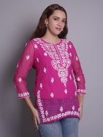 Load image into Gallery viewer, Seva Chikan Hand Embroidered Rayon Lucknowi Chikankari Top
