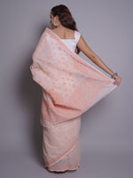 Load image into Gallery viewer, Seva Chikan Hand Embroidered Peach Kota Lucknowi Chikankari Saree- SCL6077
