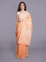 Load image into Gallery viewer, Seva Chikan Hand Embroidered Appricot Peach Georgette Lucknowi Chikankari Saree- SCL6070
