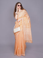 Load image into Gallery viewer, Seva Chikan Hand Embroidered Appricot Peach Georgette Lucknowi Chikankari Saree- SCL6070
