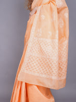 Load image into Gallery viewer, Seva Chikan Hand Embroidered Appricot Peach Georgette Lucknowi Chikankari Saree- SCL6070
