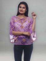 Load image into Gallery viewer, Seva Chikan Hand Embroidered Purple Georgette Lucknowi Chikankari Short Top-SCL0164
