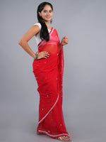 Load image into Gallery viewer, Seva Chikan Hand Embroidered Red Georgette Lucknowi Chikankari Saree- SCL6060
