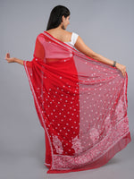 Load image into Gallery viewer, Seva Chikan Hand Embroidered Red Georgette Lucknowi Chikankari Saree- SCL6060
