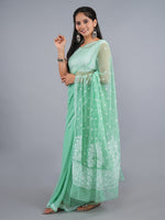 Load image into Gallery viewer, Seva Chikan Hand Embroidered Green Georgette Lucknowi Chikankari Saree- SCL6066
