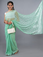 Load image into Gallery viewer, Seva Chikan Hand Embroidered Green Georgette Lucknowi Chikankari Saree- SCL6066
