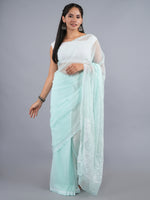 Load image into Gallery viewer, Seva Chikan Hand Embroidered Light Green Georgette Lucknowi Chikankari Saree- SCL6063
