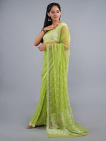 Load image into Gallery viewer, Seva Chikan Hand Embroidered Mehandi Green Georgette Lucknowi Chikankari Saree- SCL6068
