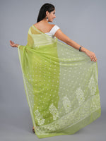 Load image into Gallery viewer, Seva Chikan Hand Embroidered Mehandi Green Georgette Lucknowi Chikankari Saree- SCL6068
