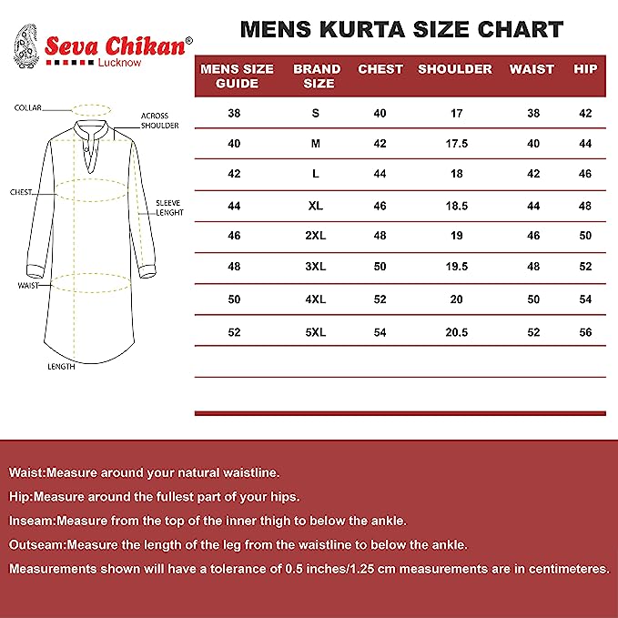 Seva Chikan Hand Embroidered Cotton Lucknowi Chikan Mens Kurta