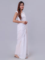 Load image into Gallery viewer, Seva Chikan Hand Embroidered White Georgette Lucknowi Chikankari Saree- SCL6050
