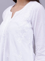 Load image into Gallery viewer, Seva Chikan Hand Embroidered White Cotton Lucknowi Chikankari Top SCL9106